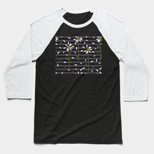 Daisy pattern with grey lines Baseball T-Shirt